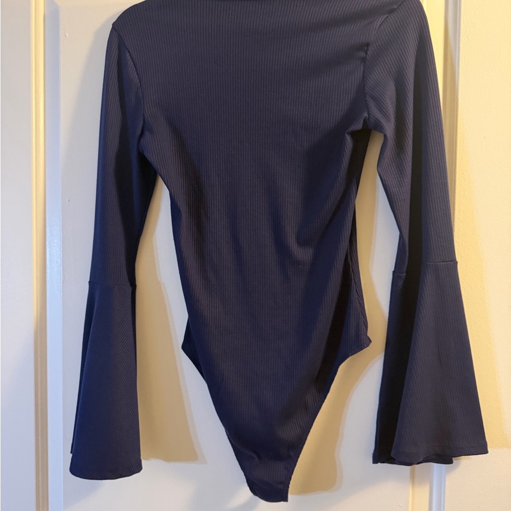 Altar'd State Navy Bell Sleeve Bodysuit